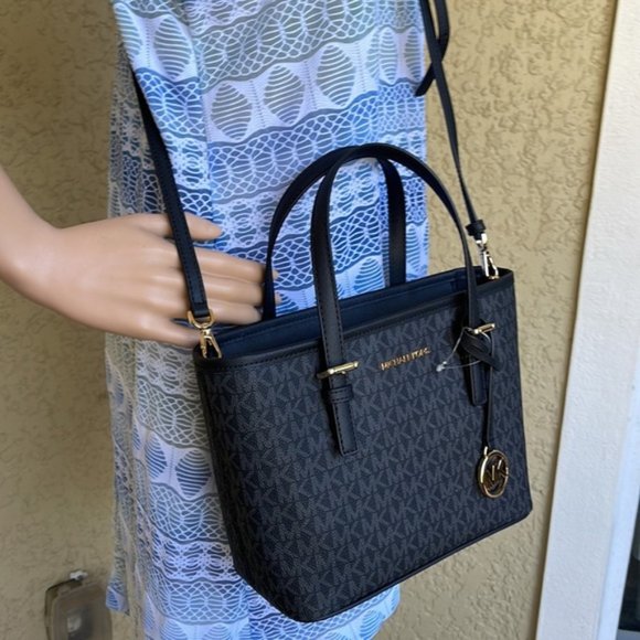 Michael Kors Jet Set Travel XS Carryall Tote Top Zip Tote Black - Picture 12 of 16